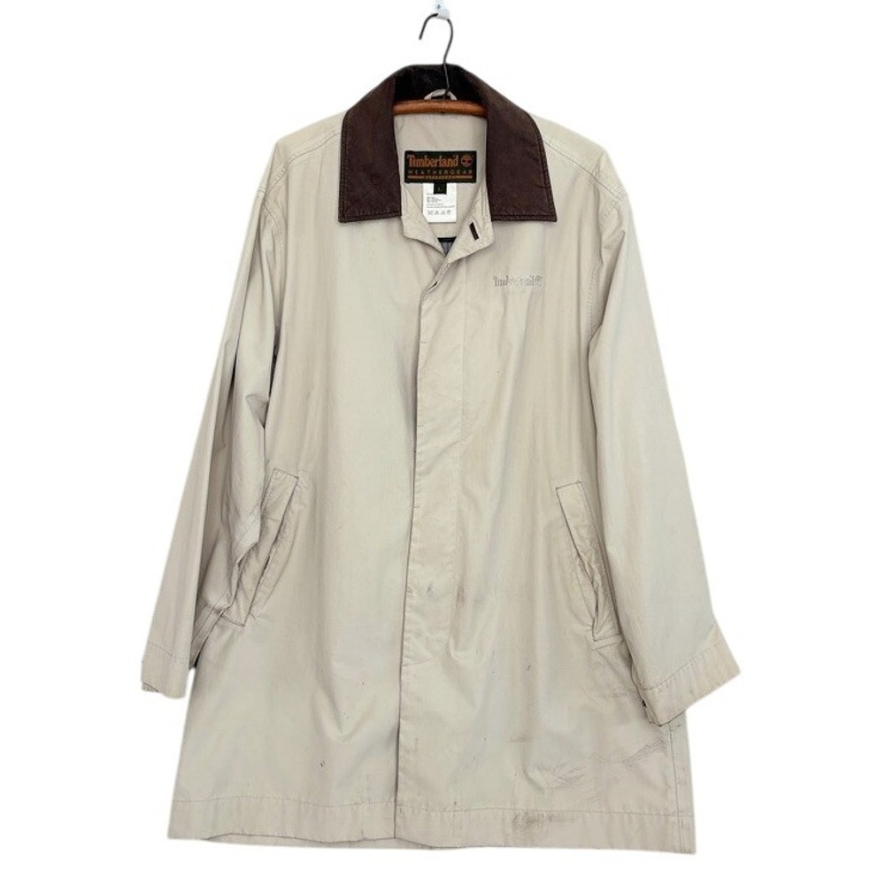 Timberland Weathergear Men's Beige Waterproof Trench Chore Barn Coat Jacket L